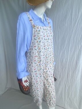 Dog Print Overalls Cottagecore Novelty Romper Pockets